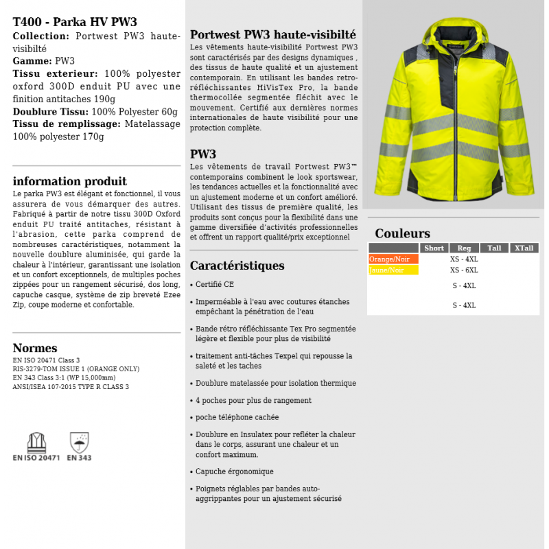 PARKA DE TRAVAIL HAUTE VISIBILITÉ...