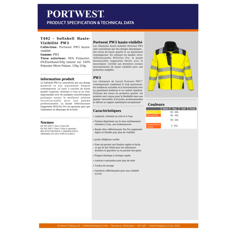 VESTE  SOFTSHELL HAUTE VISIBILITÉ...