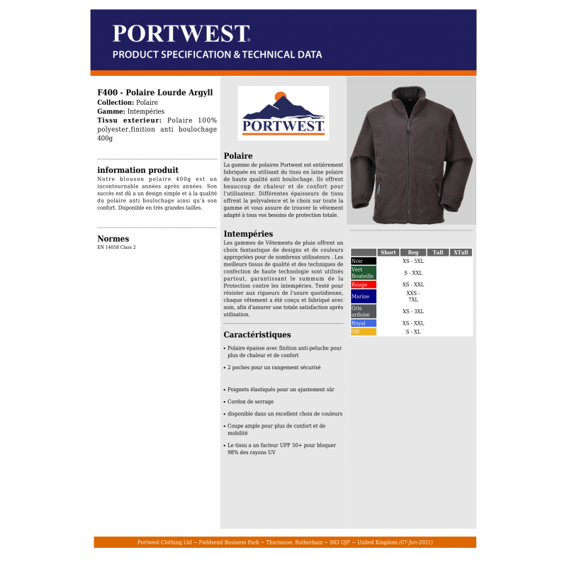 VESTE POLAIRE DE TRAVAIL PORTWEST