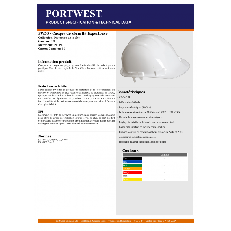 CASQUE DE CHANTIER PORTWEST