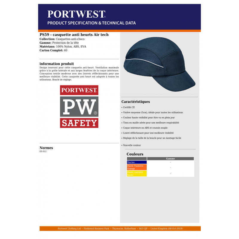 CASQUETTE ANTI-HEURTS PORTWEST