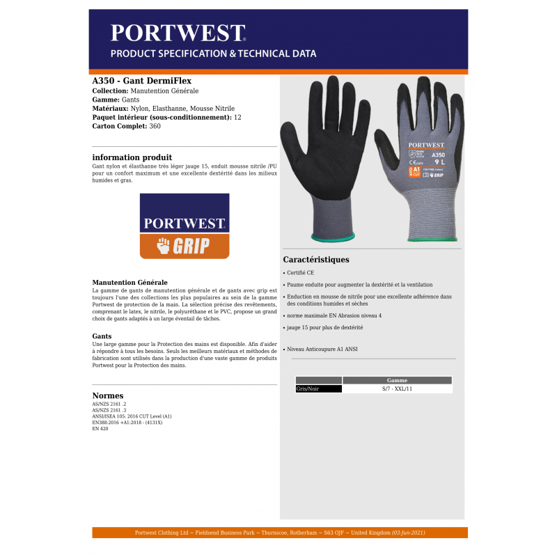 GANTS DERMFLEX PORTWEST