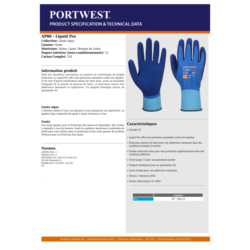 GANTS ÉTANCHES ENDUITS PORTWEST