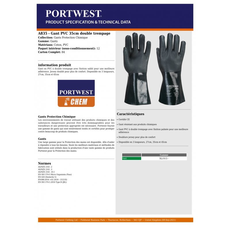 GANTS NEOPRENE RÉSISTANTS ACIDES...