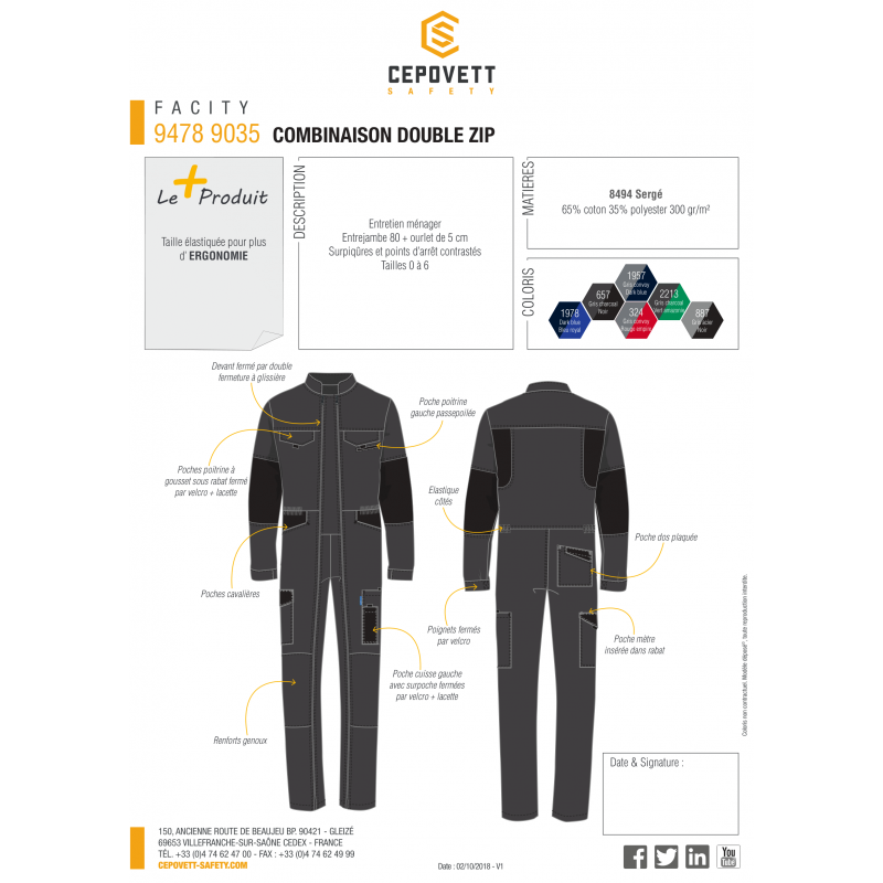 COMBINAISON COTON BICOLORE CEPOVETT