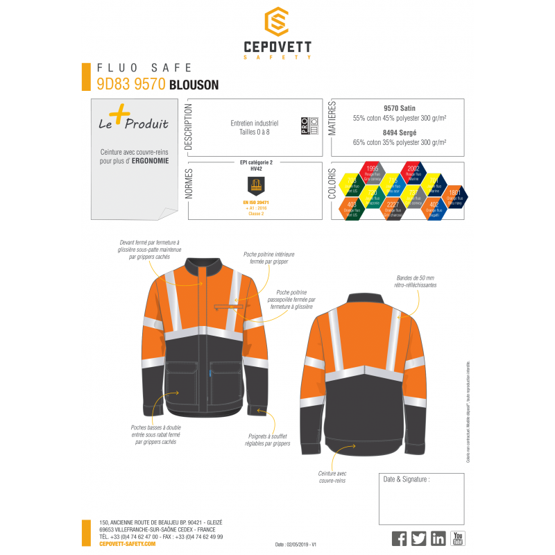 BLOUSON HV FLUO SAFE CEPOVETT