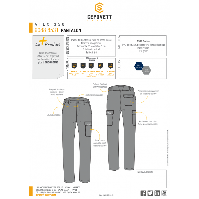 PANTALON ATEX 350 CEPOVETT