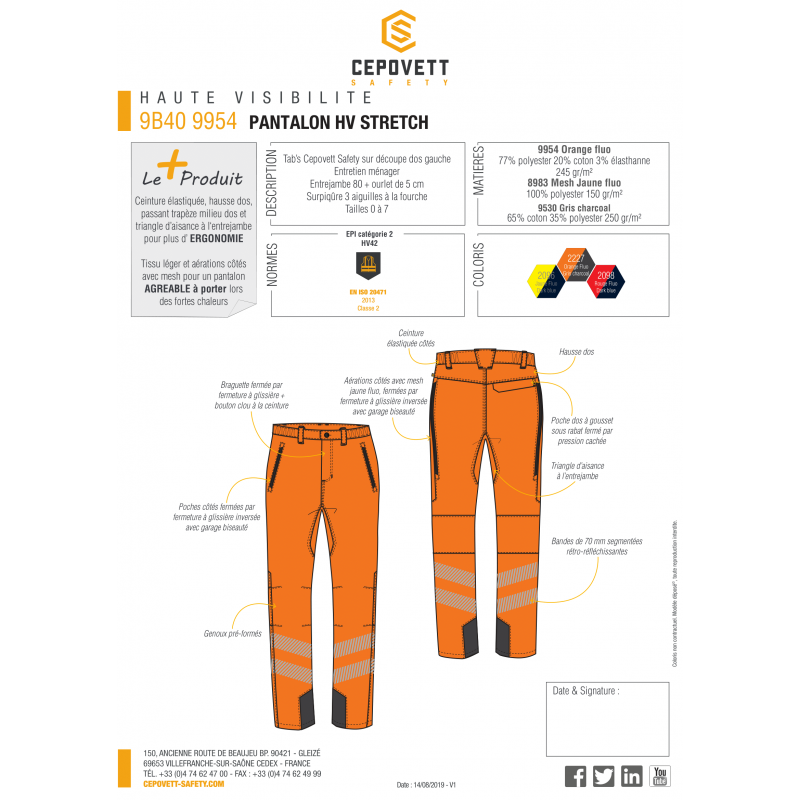 PANTALON ÉTÉ HAUTE VISIBILITÉ CEPOVETT