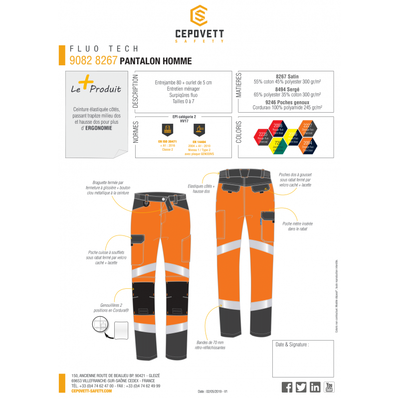 PANTALON HV FLUO TECH CEPOVETT
