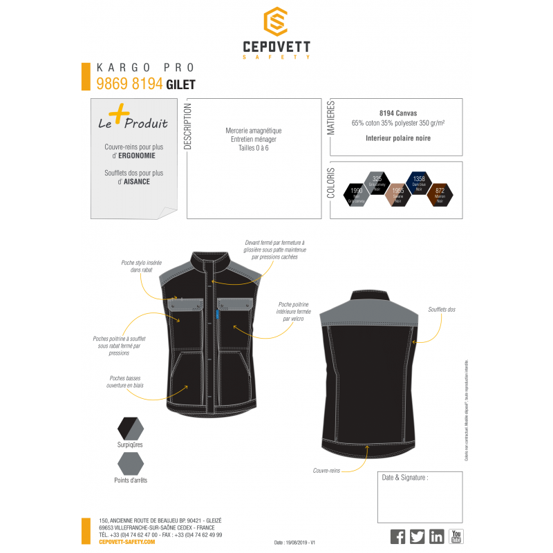 GILET DE TRAVAIL CEPOVETT