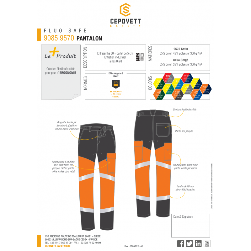 PANTALON HV FLUO SAFE CEPOVETT