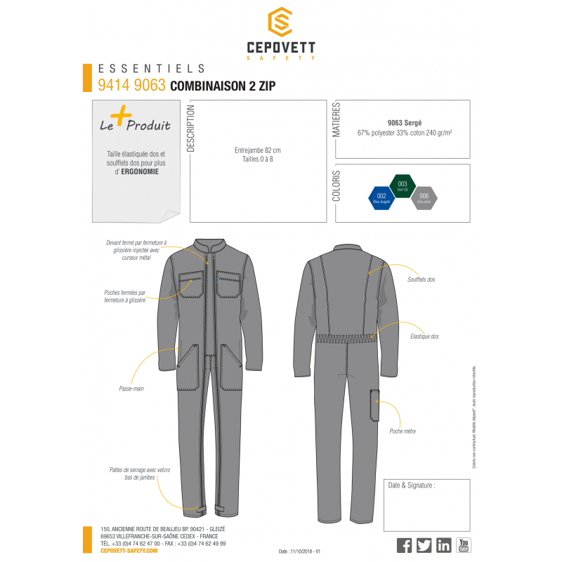 COMBINAISON LÉGÈRE 2 ZIP CEPOVETT