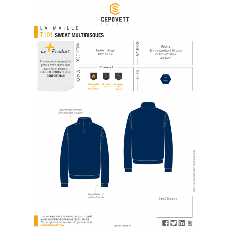 SWEAT MULTIRISQUES CEPOVETT