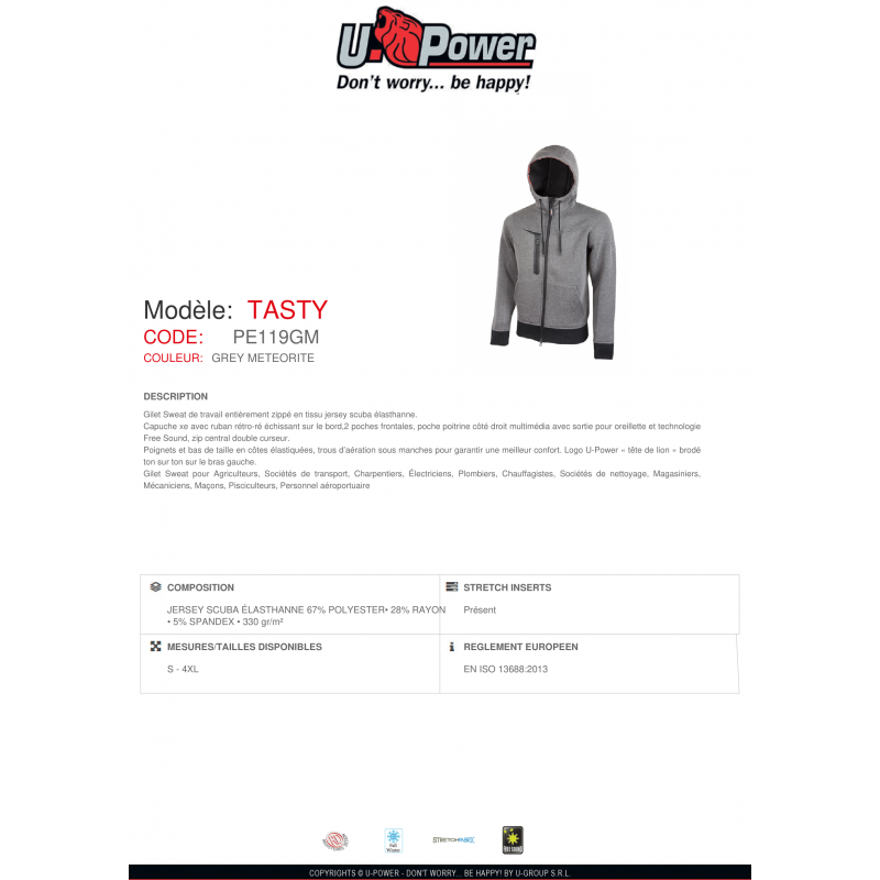 VESTE À CAPUCHE ZIPPÉ TASTY UPOWER