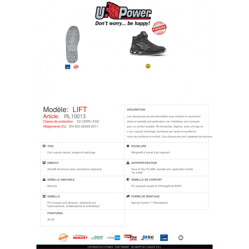 CHAUSSURES HAUTES LIFT UPOWER