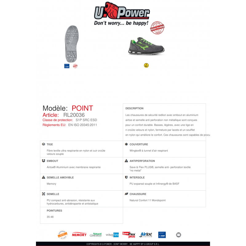 CHAUSSURES BASSES POINT UPOWER